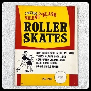 1950s Chicago Silent Flash Roller Skates Vintage Advertising Flyer Poster Art